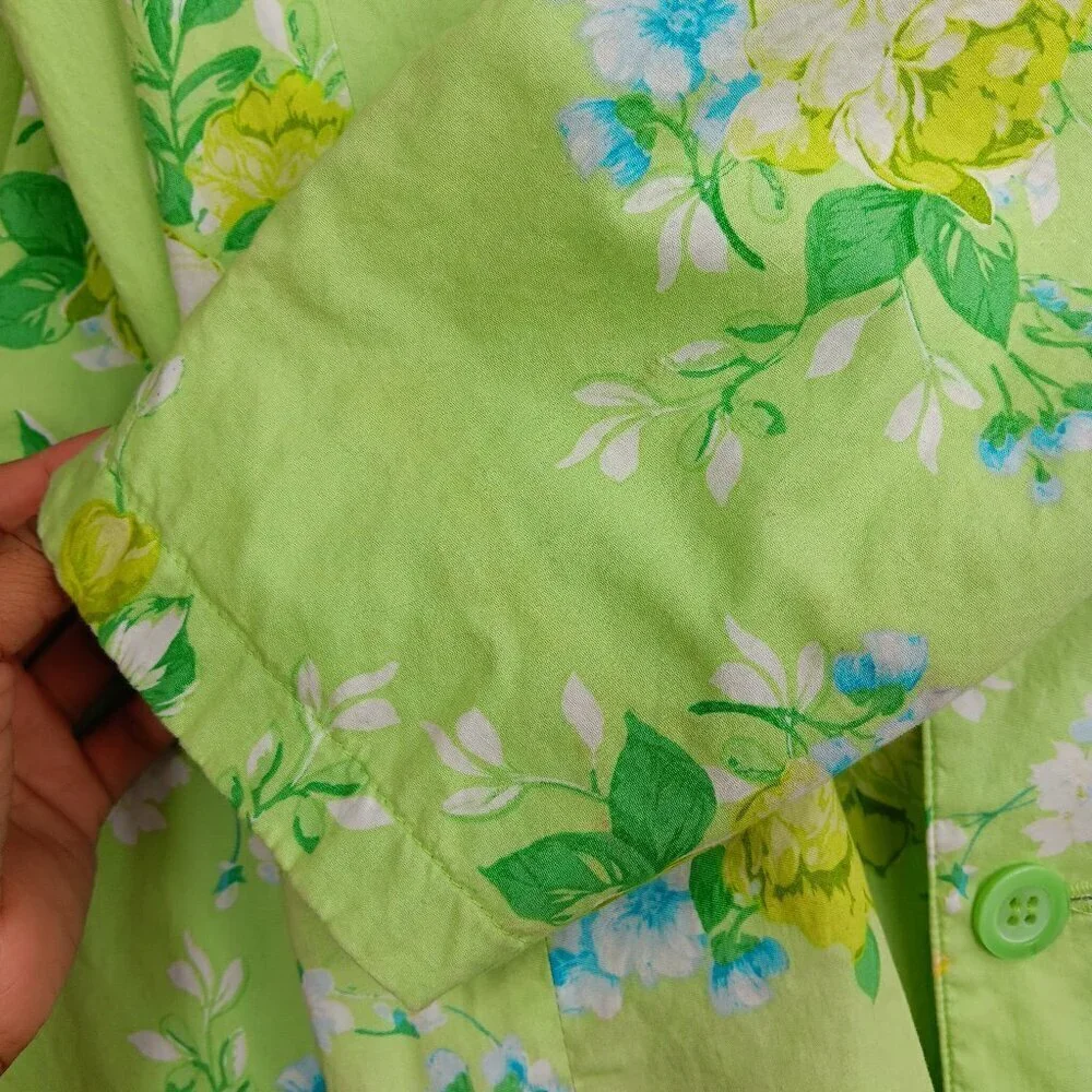 MICHAEL KORS Women's Reversible Spring Green And Floral Trench Coat Size L